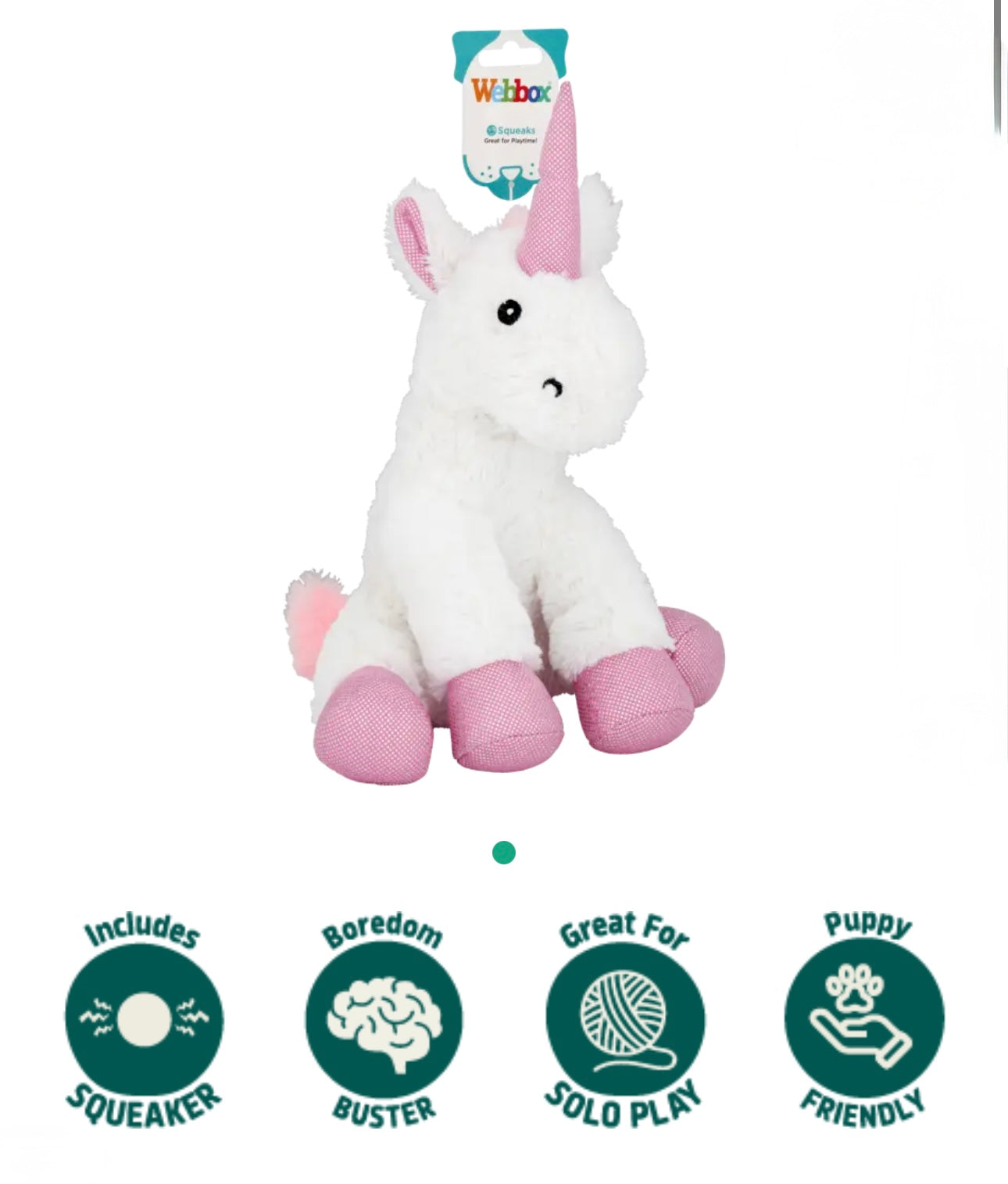 Pink Unicorn Plush Dog Toy