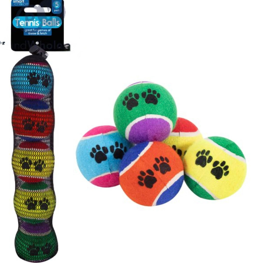Smart Choice Assorted Colour
Pawprint Tennis Balls                         Dog Toys 5 Pack