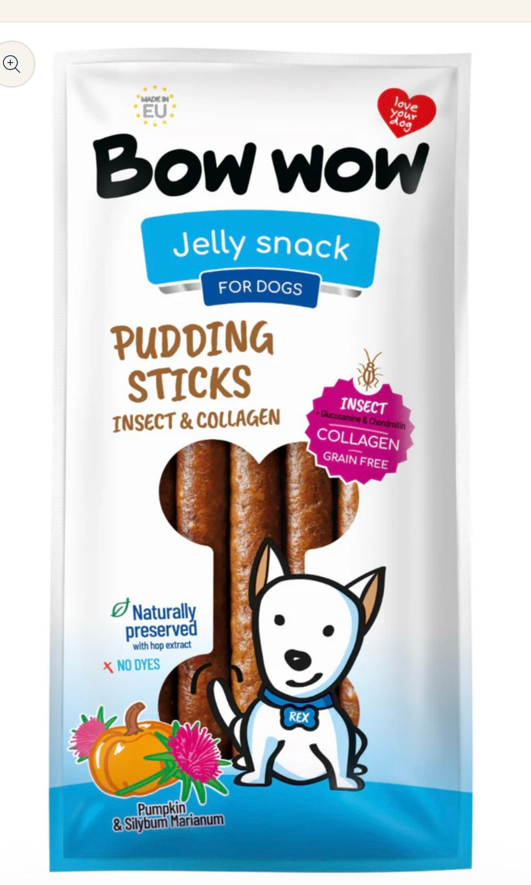 Bow Wow Pudding Sticks - Insect & Collagen Bacon Flavour